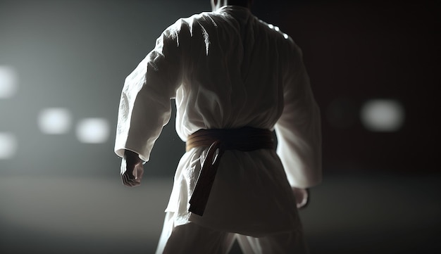 Junge macht Karate-Schnellkampf Kyokushin Iamge AI generierte Kunst