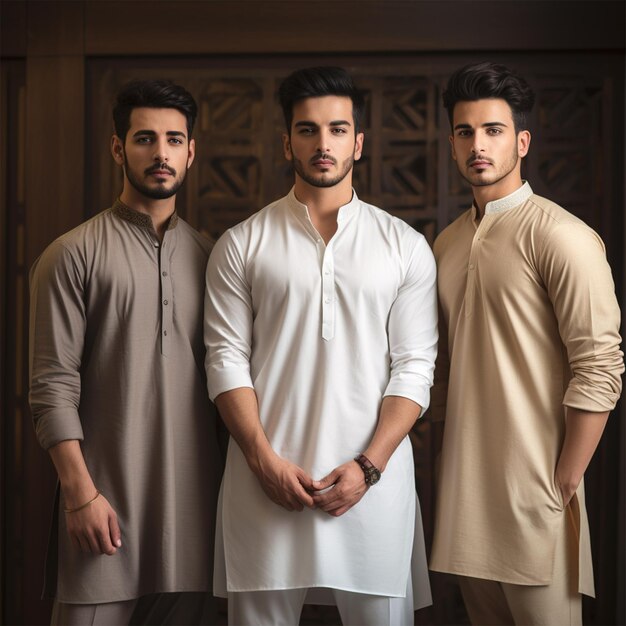 Junge Männer tragen Shalwar Kameez Kurta Mode-Lifestyle