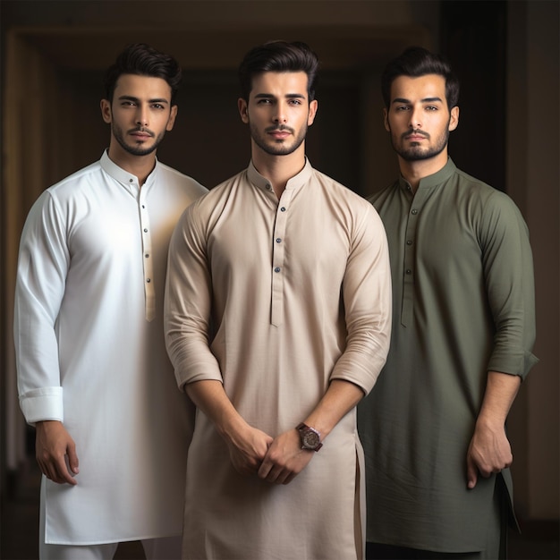 Junge Männer tragen Shalwar Kameez Kurta Mode-Lifestyle