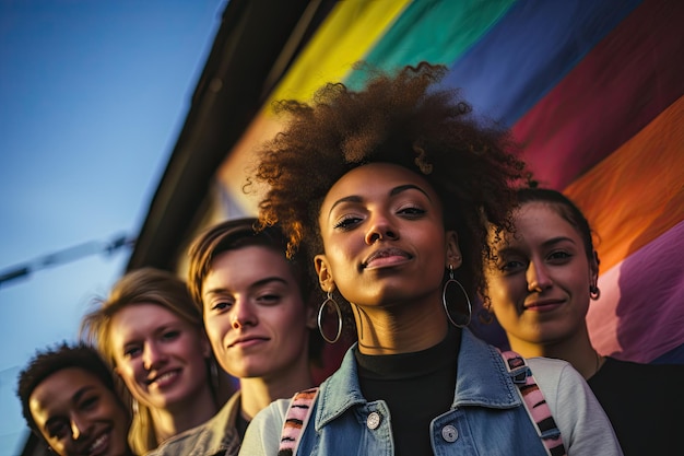 Junge Menschen, die sich in einem Pride-Porträt für Inklusion und Akzeptanz vereinen