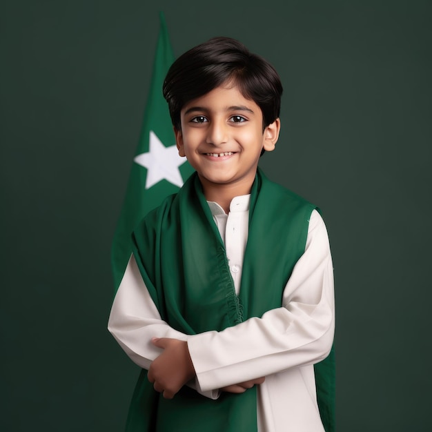 Junge mit pakistanischer Flagge