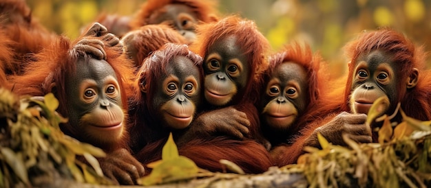 Junge Orang-Utans ruhen in der Natur. Generative KI