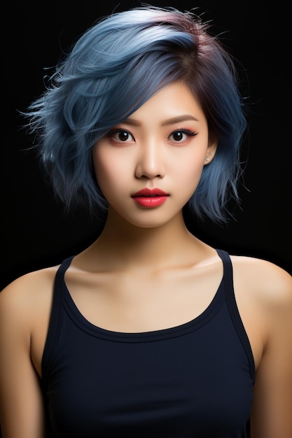 Junge schöne asiatische Frau mit koreanischem Make-up auf dem Gesicht und vollkommen sauberer Haut und wunderschön