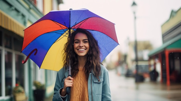 junge schöne Frau mit Regenschirm