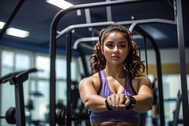 Junge schöne Frau trainiert im Fitnessstudio