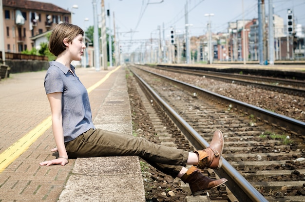 Foto junge schöne hipster frau