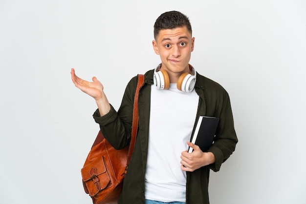 Junge Studentenperson über isoliertem Hintergrund