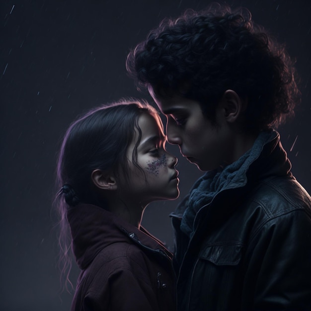 Junge und Mädchen küssen sich romantisch emotionales Animationsfoto