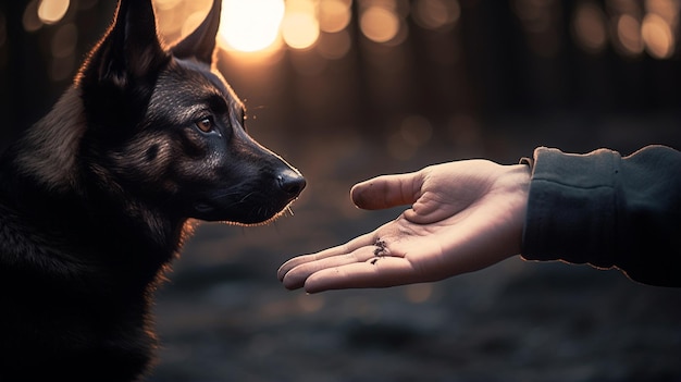 junger Hund mit schwarzem Hintergrund