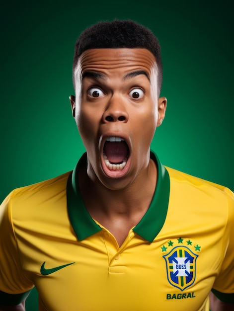junger Mann mit brasilianischen Gesichtszügen, der schockiert zu sein scheint