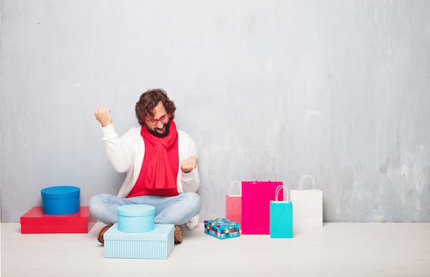 junger mann weihnachten konzept