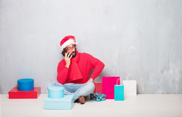 junger mann weihnachten konzept