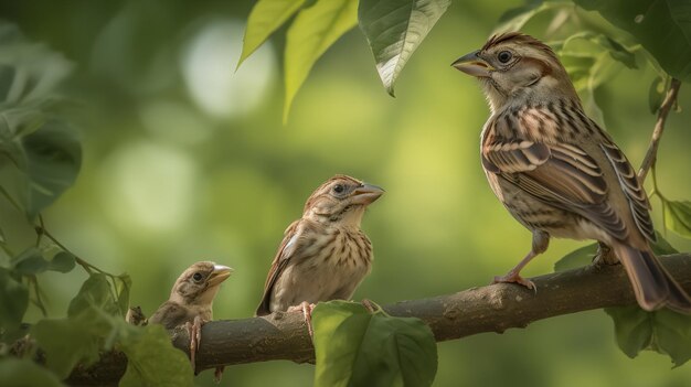 Junger Spatz lernt fliegen