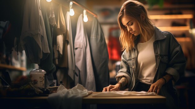 Junger Stylist bei der Arbeit und Spaß