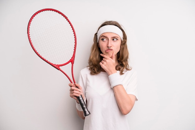 Junges Mädchen, das Tennissportkonzept praktiziert