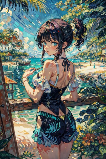 Junges Mädchen in einem tropischen Strandparadies