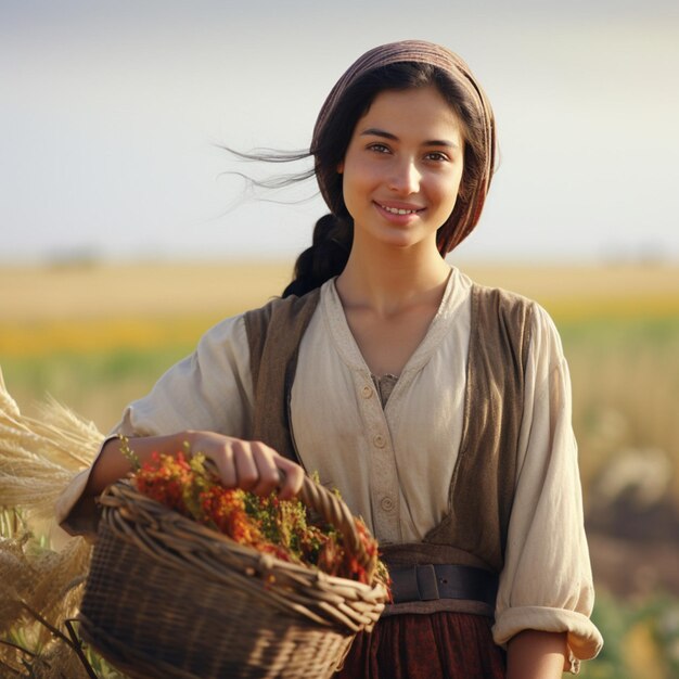 junges Mädchen ländliches Aussehen Bauern.