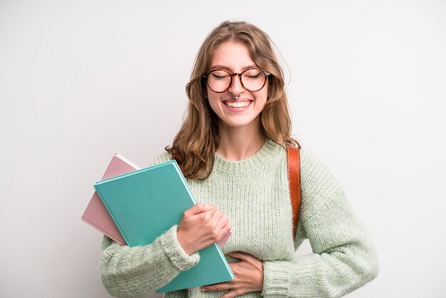 Junges Mädchen mit Buchstudentenkonzept