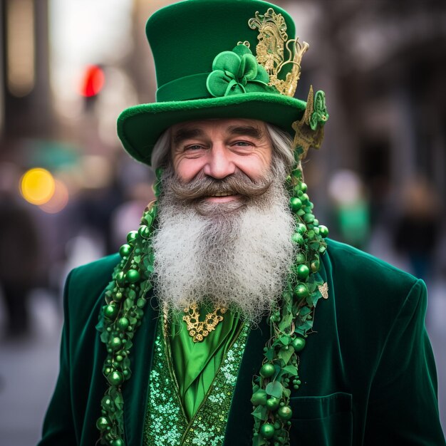 Junges Paar auf weißem Hintergrund feiert den St. Patrick's Day