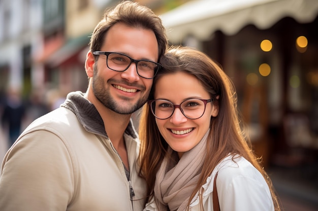 Foto junges paar im freien mit brille