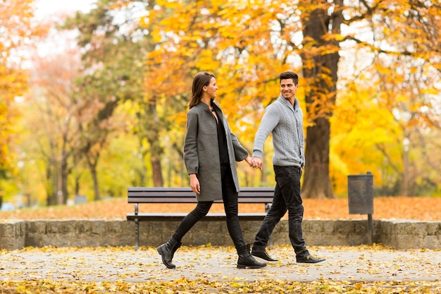 Junges Paar im Herbst Park