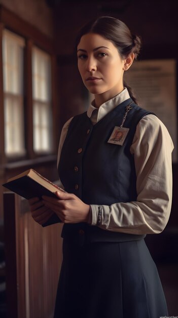 Foto junges schönes mädchen in einem langen schwarzen kleid mit einem buch in ihren händen