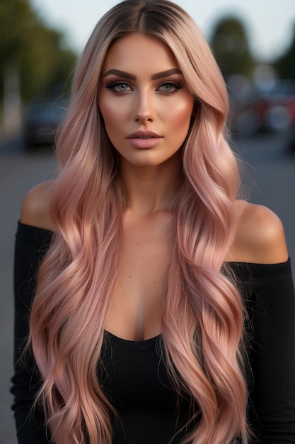 Junges schönes sexy Model mit rosa Haaren