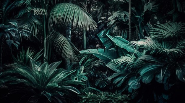 Foto una jungla verde con una escena selvática