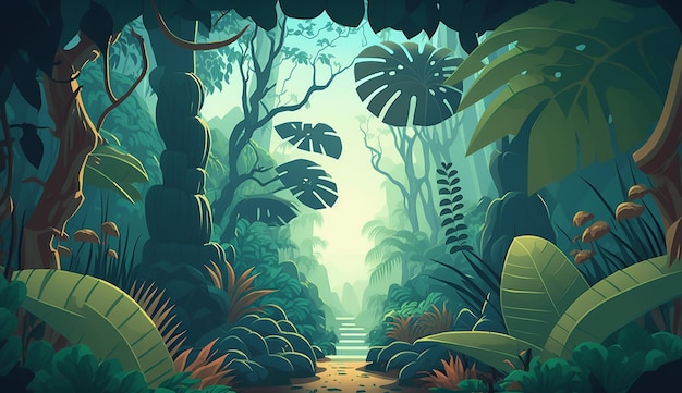 Jungle Adventure Una ilustración de una IA generativa de verano