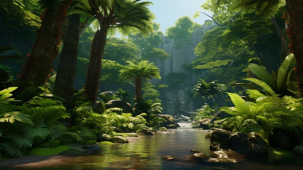 Jungle e configurações tropicais fundo do jogo