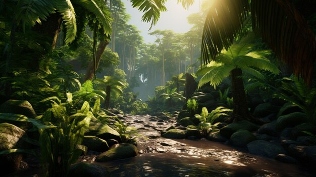 Foto jungle e configurações tropicais fundo do jogo