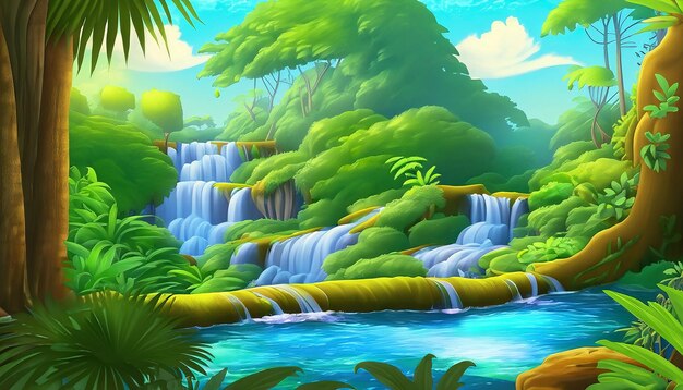 Jungle's Symphony Waterfall Wonderland Animierte Oase