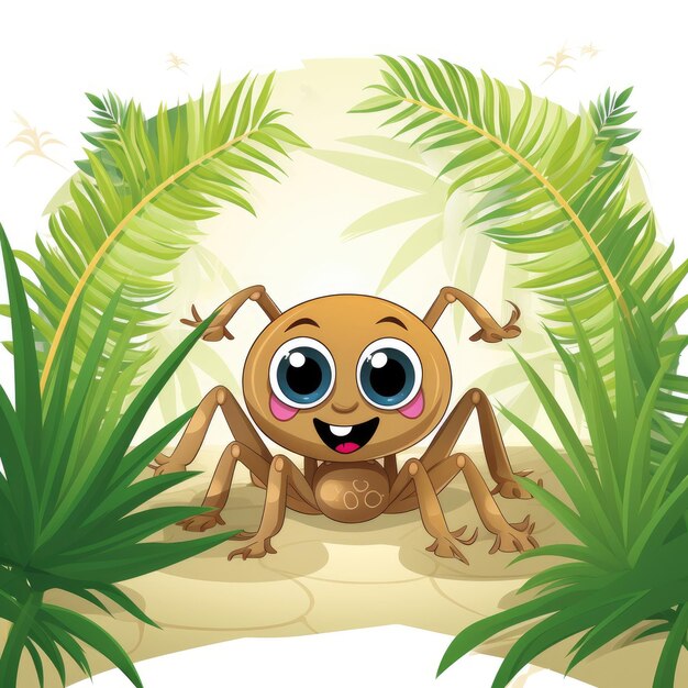 Jungle Spider Joy Eine wunderbare Vektorillustration im entzückenden Kawaii-Stil