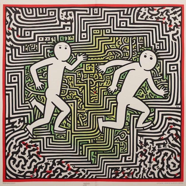 junji ito x keith haring colaboração arte homem correndo