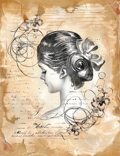 Junk-Tagebuchpapier, Haarbogen, Vintage-Stil, druckbare Junk-Dagebuchseite