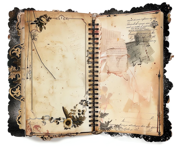 Junk-Tagebuchpapier im viktorianischen Vintage-Stil, druckbares Doppelblatt-Tagebrief