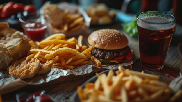 Foto junkfood auf dem tisch