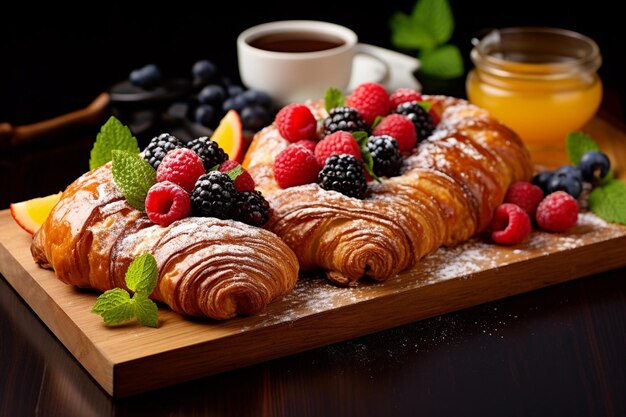 Junta con pasteles para el desayuno