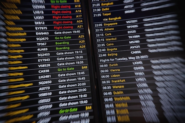 Junta de vuelo en el aeropuerto