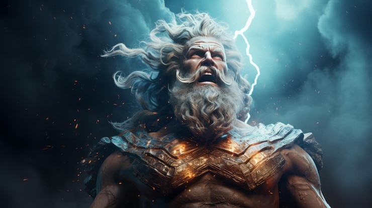Foto júpiter el dios romano del cielo y la ia generadora de truenos.
