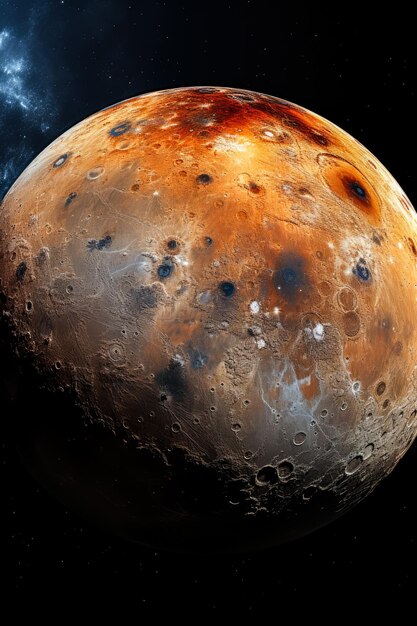 Jupiters Mond Io landet Schnappschuss-Hintergrund mit leerem Platz für Text