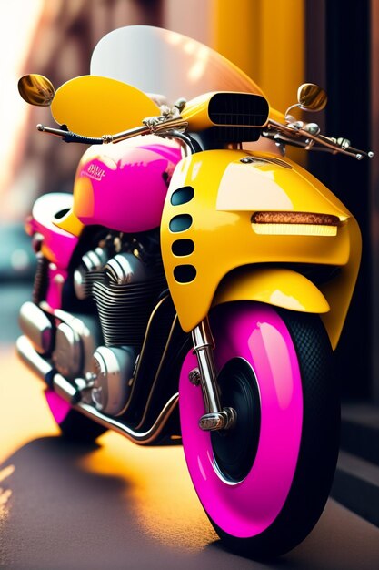 Foto just_modern_pink_and_yellow_motorcycle_1 jpg