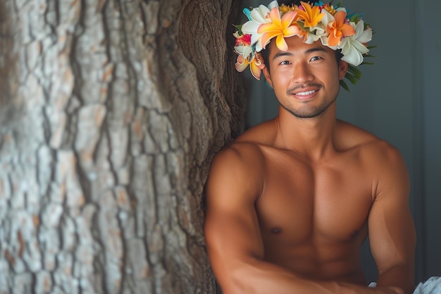 Juventud asiática en la naturaleza Retrato emocional