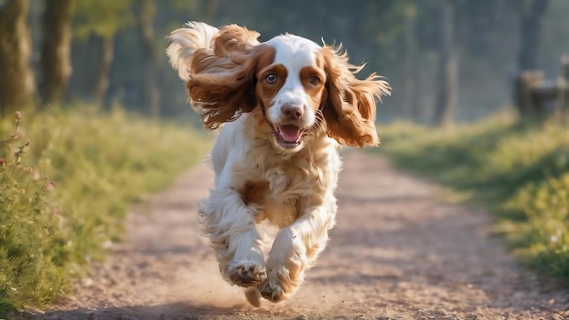 La juventud pura loca cocker spaniel inglés perro joven está posando