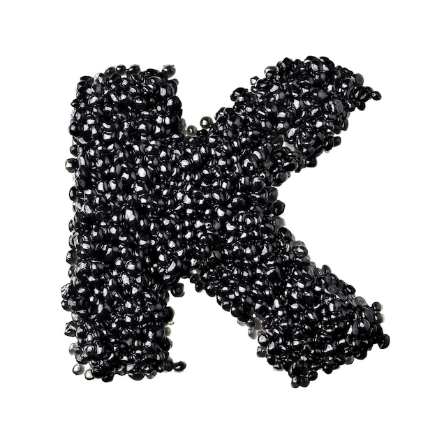 K - Alphabet aus schwarzem Kaviar