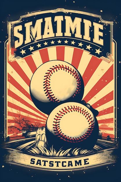 K1 Baseball Americas Pastime Classic Farbschema mit Vintage Flat 2D Sport Art Poster