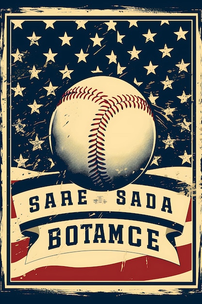 Foto k1 baseball americas pastime esquema de colores clásico con póster de arte deportivo 2d plano vintage