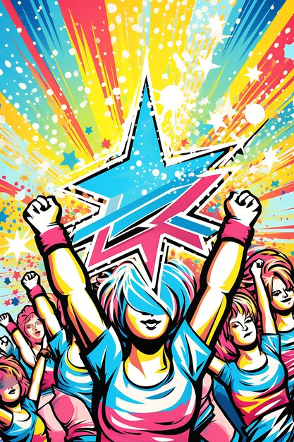 K1 Cheerleading Spirit and Unity Helle und energische Farbe Sch Flach 2D Sport Art Poster