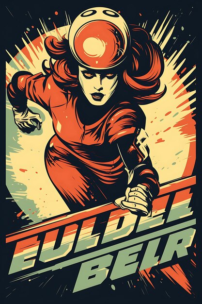 K1 Roller Derby Velocidade e resistência Edgy e Bold Color Scheme Plato 2D Sport Art Poster