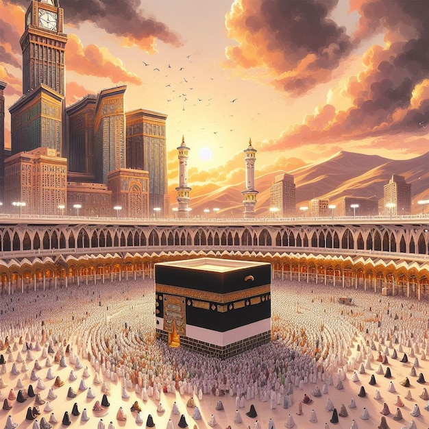 Kaaba Landschaft Sand Muslimah schönes Mädchen gutaussehender Mann